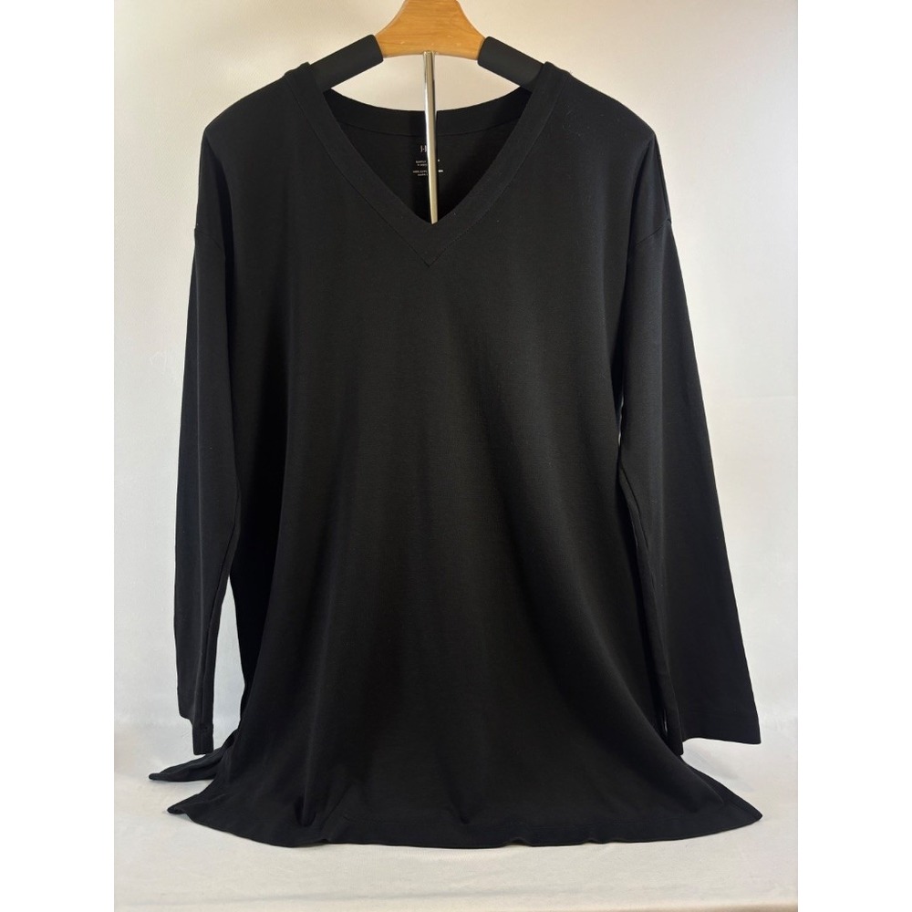 J.Jill Simply Supima V-Neck Tunic Black Long Sleeve Minimalist Size S